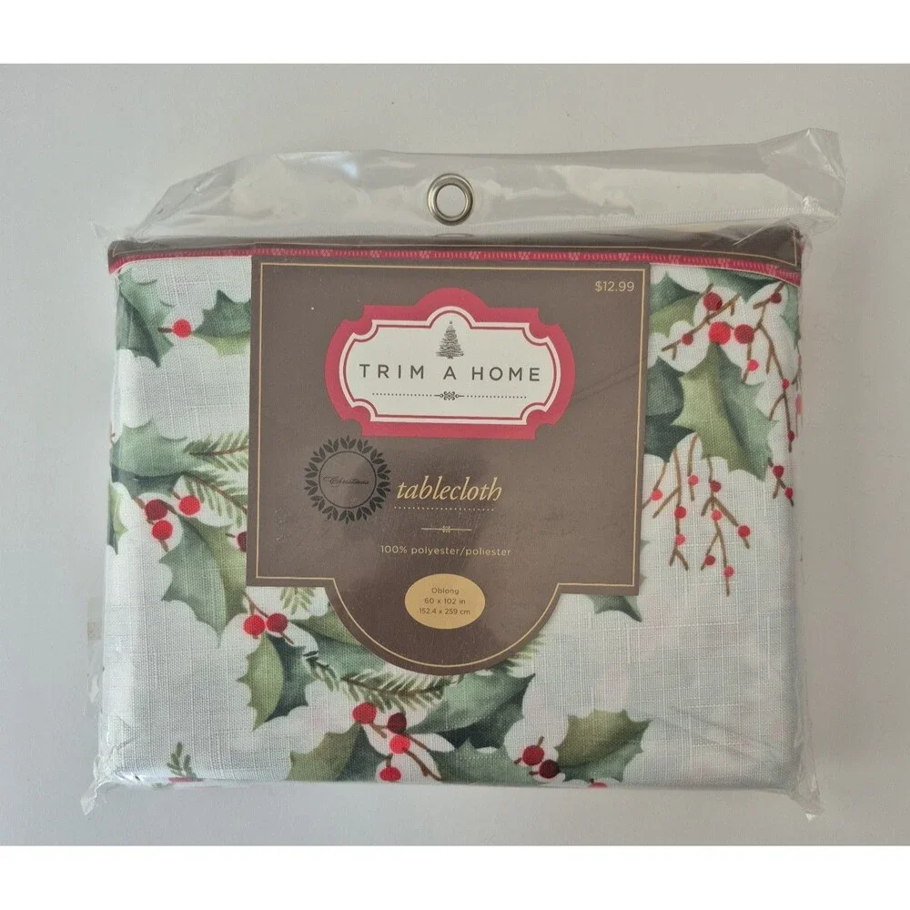 Trim a Home Red Cardinal Christmas Mistletoe 60 x 102 IN Oblong Tablecloth Kmart